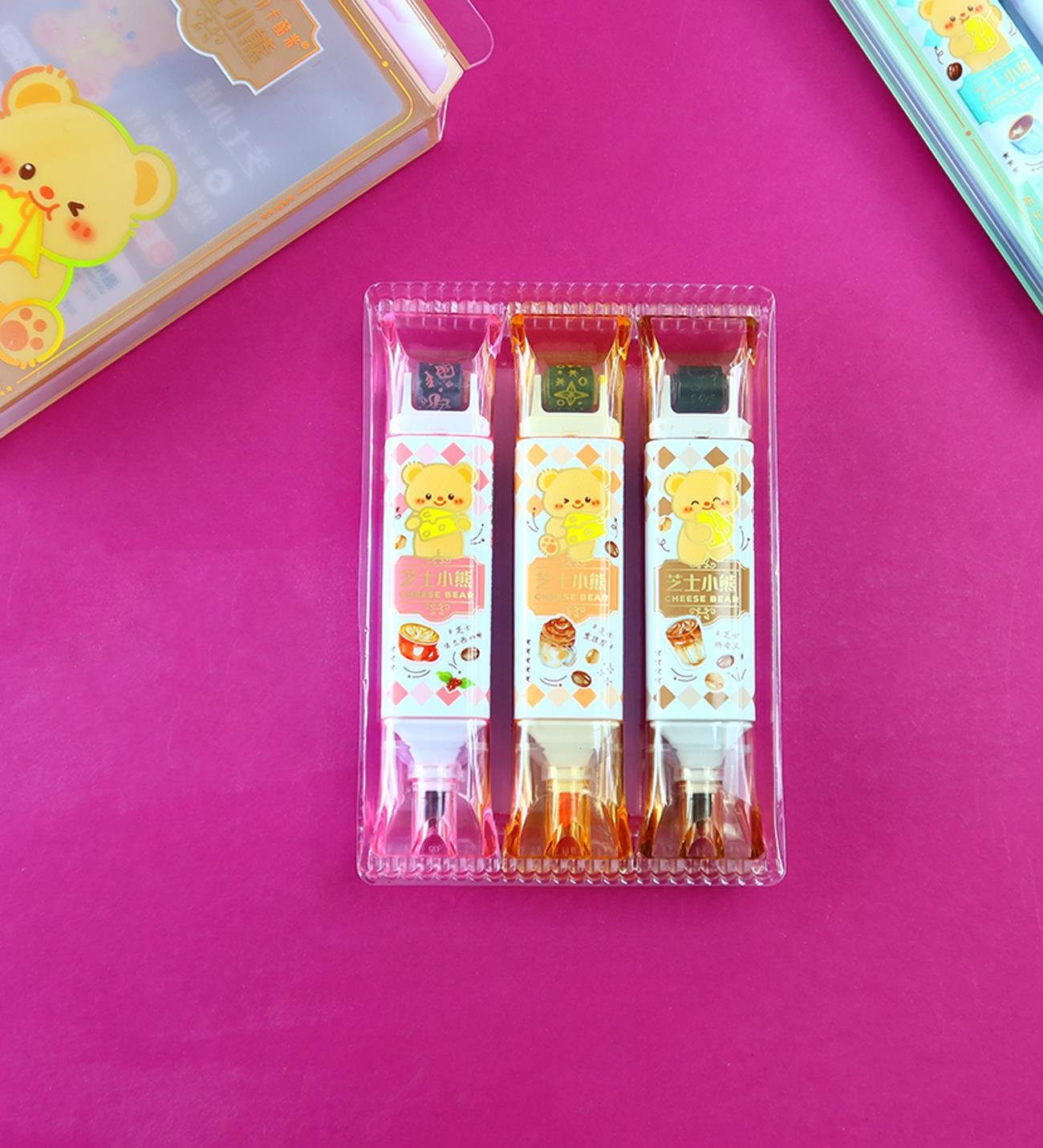 Ayıcık Temalı Desenli Roller Kalem & Fosforlu Kalem Seti giftmodaBm-2182