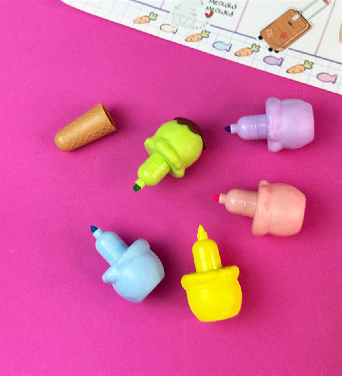 Külah Dondurma Tasarımlı 5'li Keçeli KalemgiftmodaBam-158