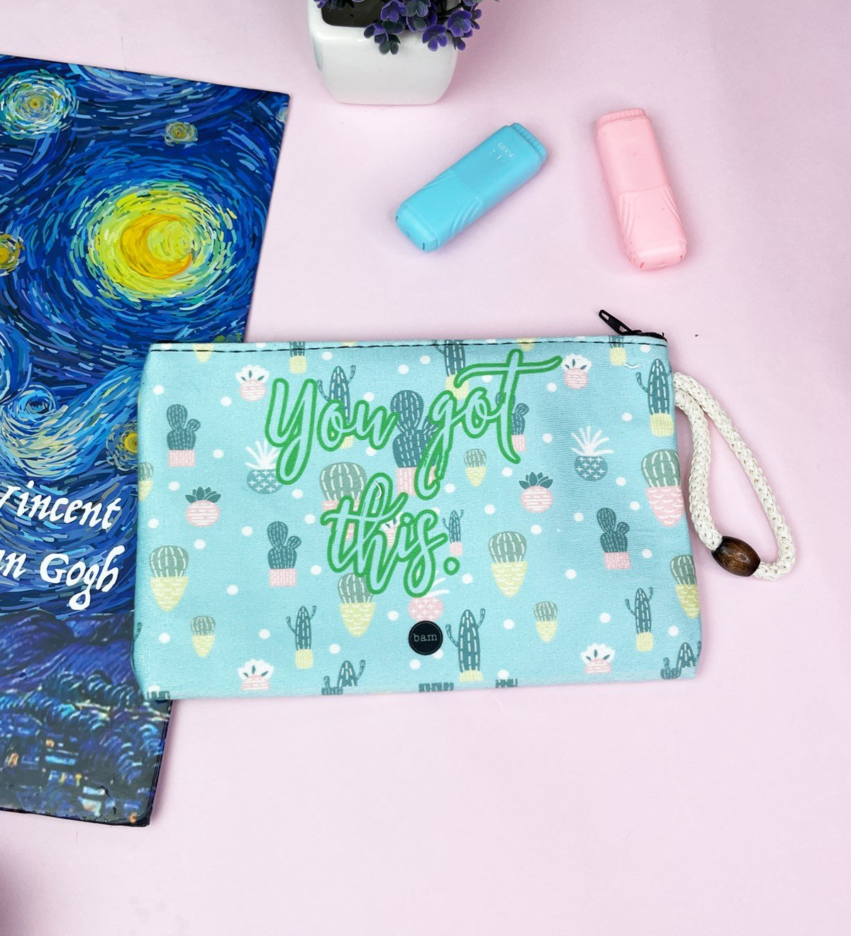 Kaktüs Tasarımlı Bez Kalemlik CüzdangiftmodaGmklm100172