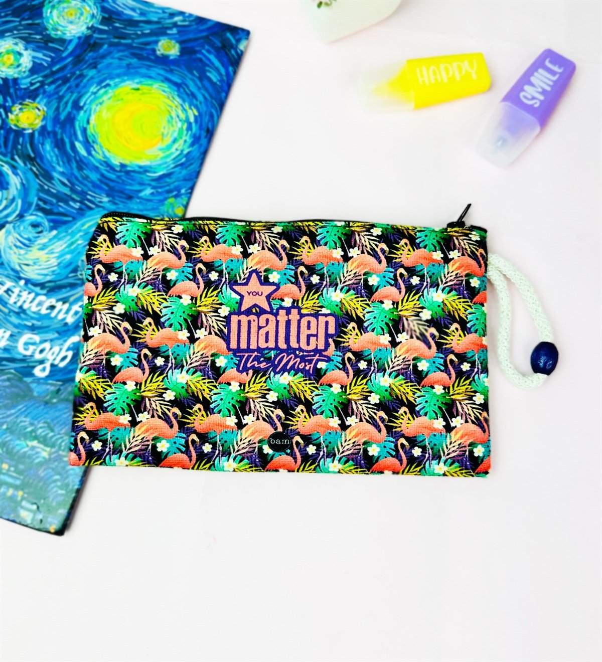 Flamingo Motto Tasarımlı Bez Kalemlik CüzdangiftmodaGmklm100191