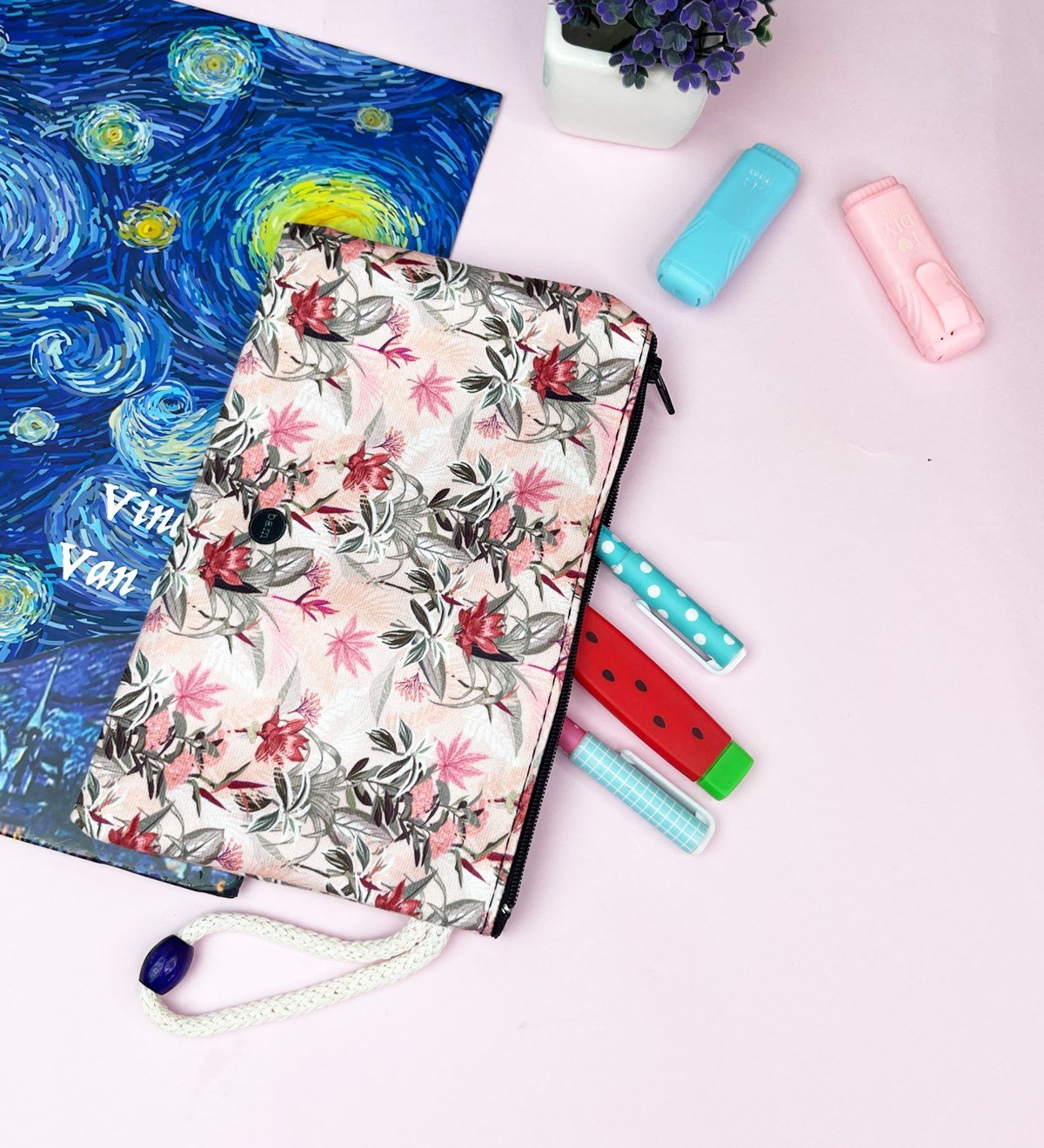 Çiçek Tasarımlı Bez Kalemlik CüzdangiftmodaGmklm100165