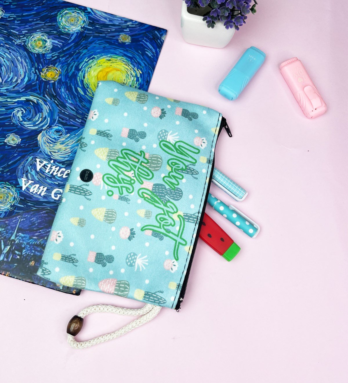 Kaktüs Tasarımlı Bez Kalemlik CüzdangiftmodaGmklm100172