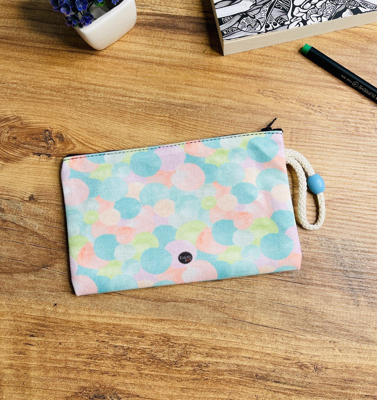 Rengarenk Balon Tasarımlı Bez Kalemlik CüzdangiftmodaGmklm100036