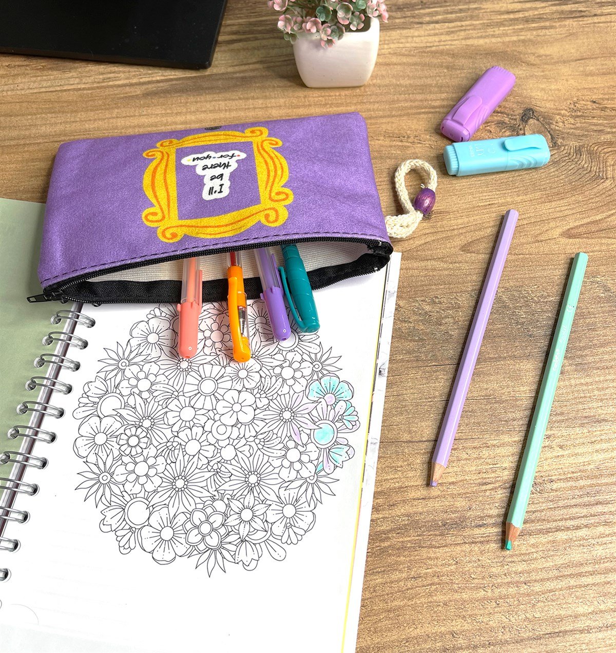 Senin İçin Orda Olacağım Tasarımlı Bez Kalemlik CüzdangiftmodaGmklm100017