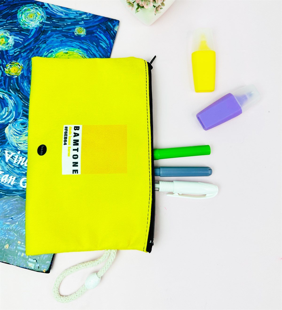 Bam Tone Akıllı İnsan Sarısı Tasarımlı Bez Kalemlik CüzdangiftmodaGmklm100222