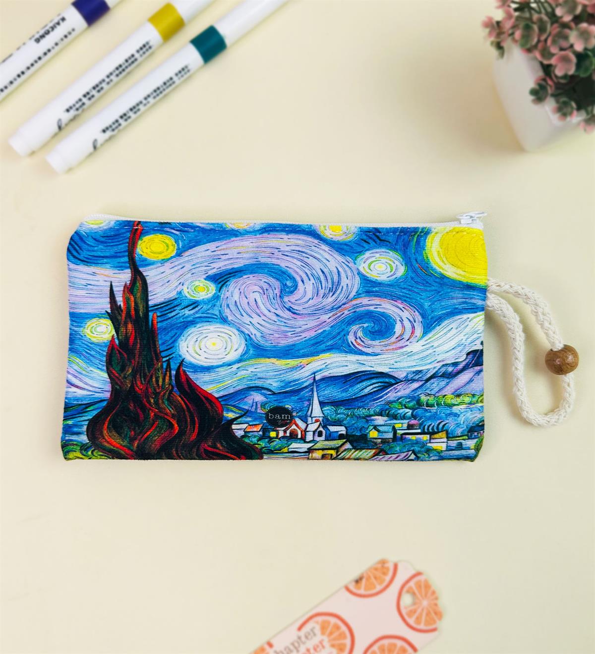 Yıldızlı Gece Tasarımlı Bez Kalemlik CüzdangiftmodaGmklm100234