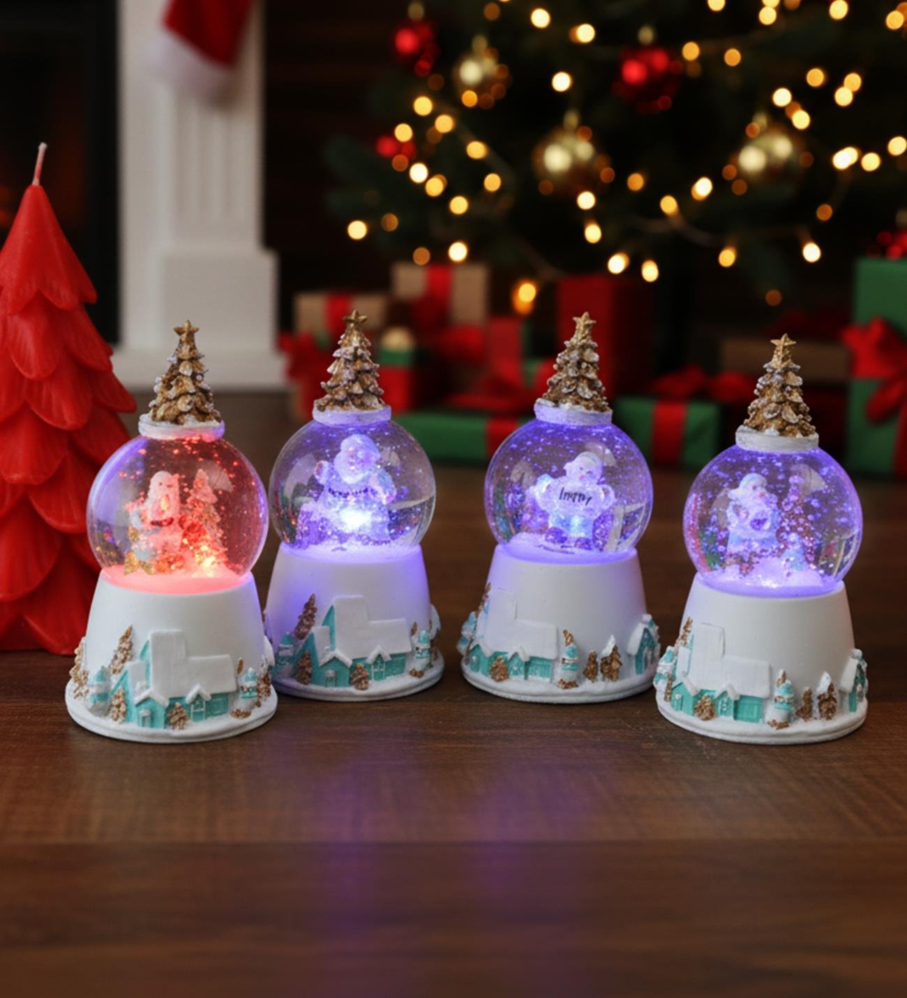 Çam Ağaçlı Yılbaşı Temalı Işıklı Mini Kar KüresigiftmodaBM-1755	