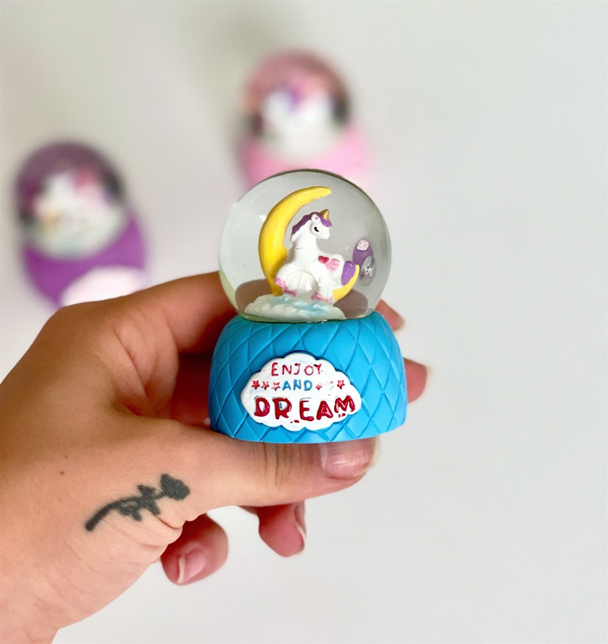 Tadını Çıkar Ve Hayal Et Unicorn Tasarımlı Mini Boy Kar KüresigiftmodaGM-4270