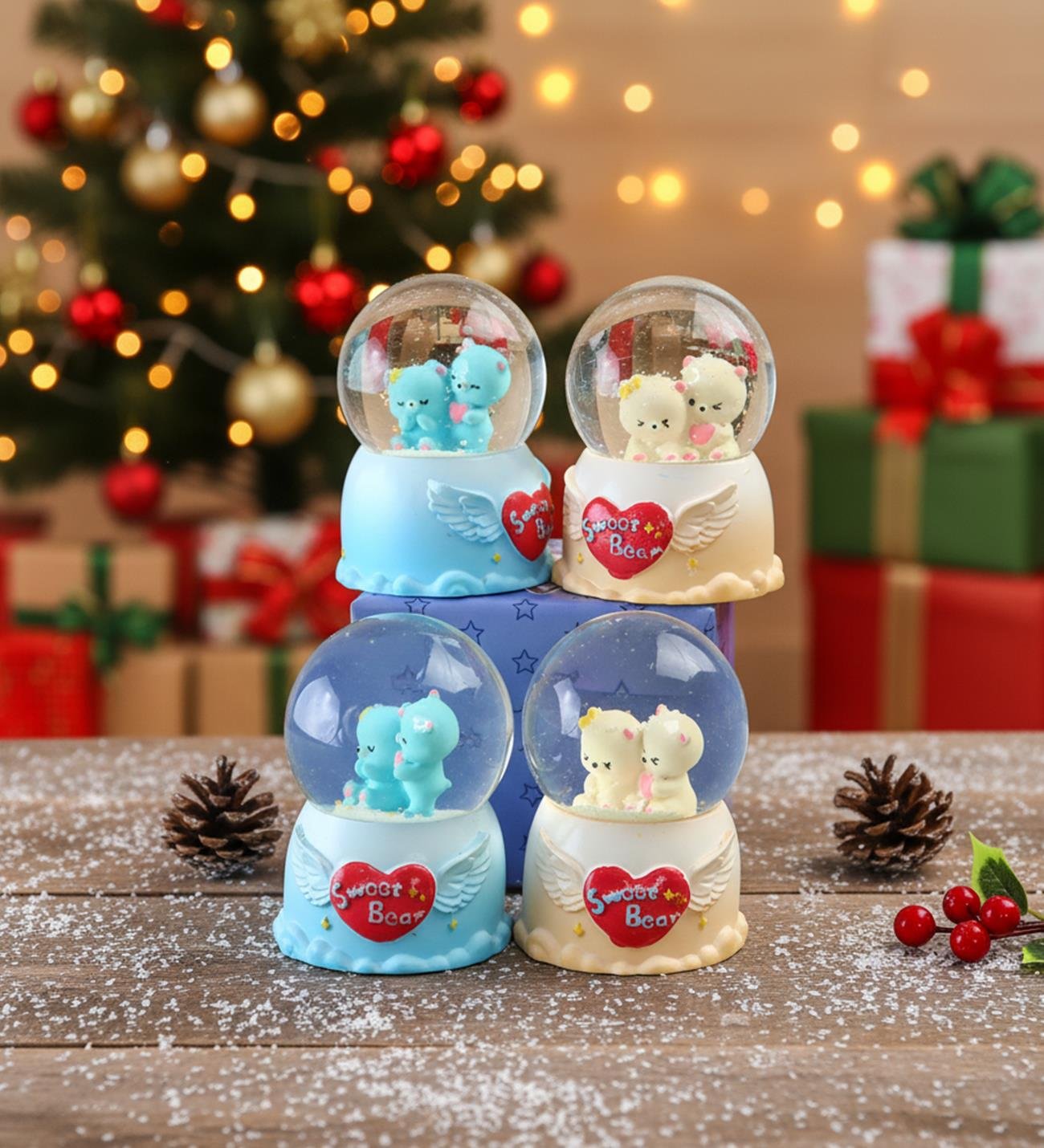 Mini Işıklı Sevimli Ayı Kar KüresigiftmodaBM-1911