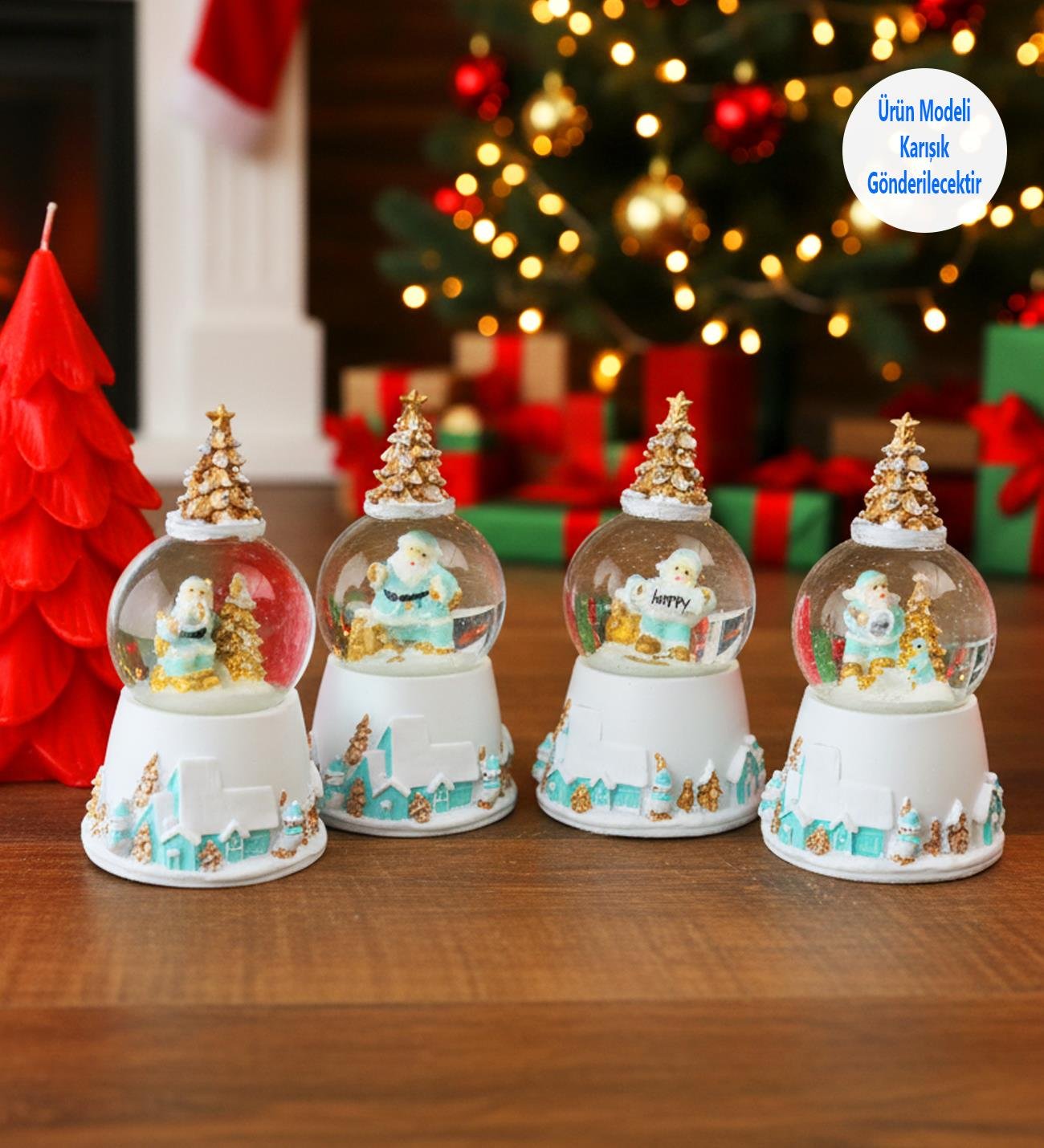 Çam Ağaçlı Yılbaşı Temalı Işıklı Mini Kar KüresigiftmodaBM-1755	