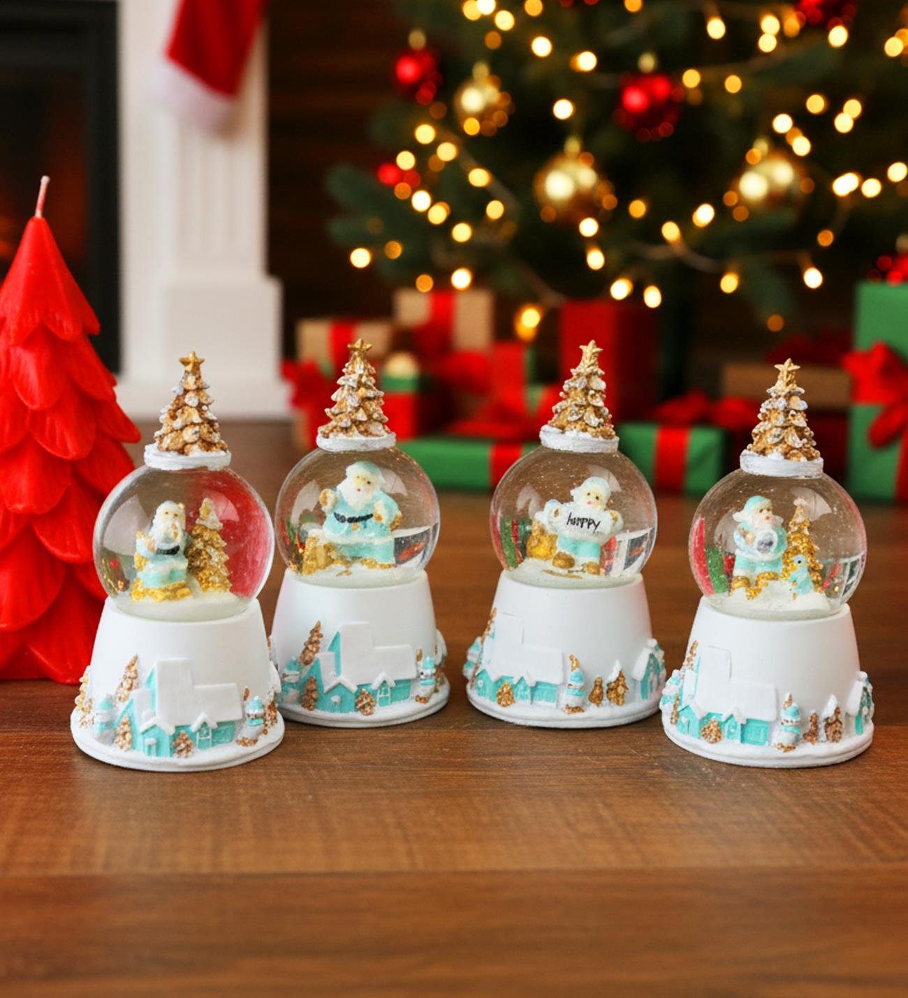 Çam Ağaçlı Yılbaşı Temalı Işıklı Mini Kar KüresigiftmodaBM-1755	