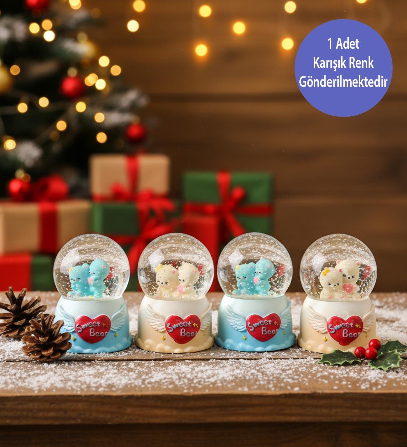 Mini Işıklı Sevimli Ayı Kar KüresigiftmodaBM-1911