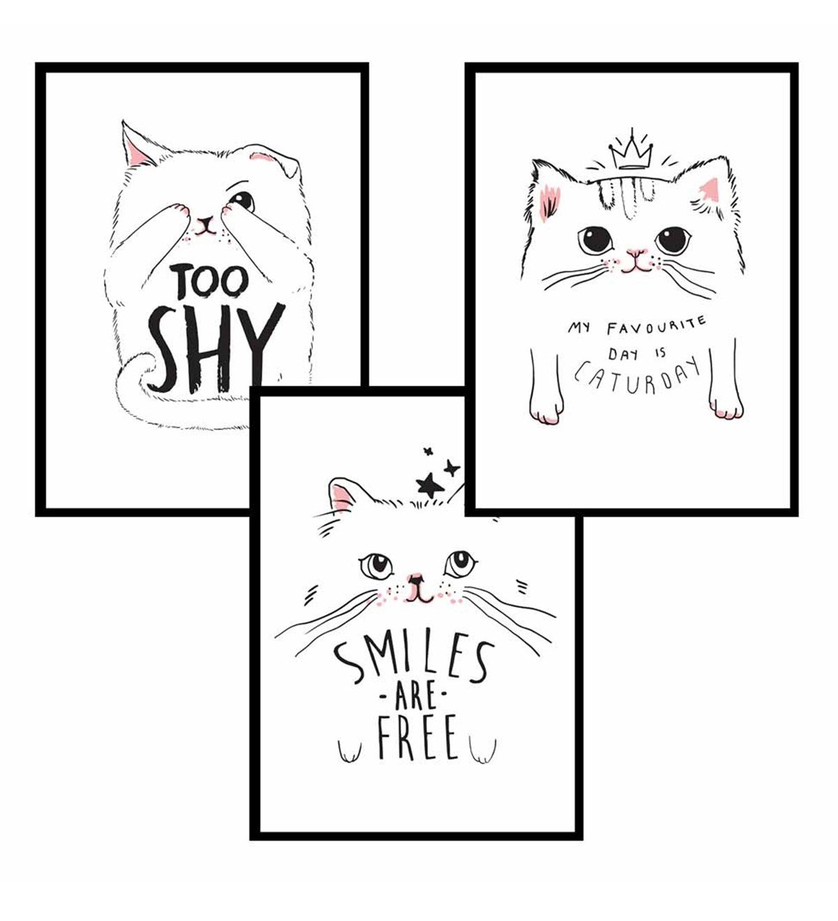 Kedi Motto Tasarım Duvar Panosu 3'lü SetGiftmodaGM-P-10