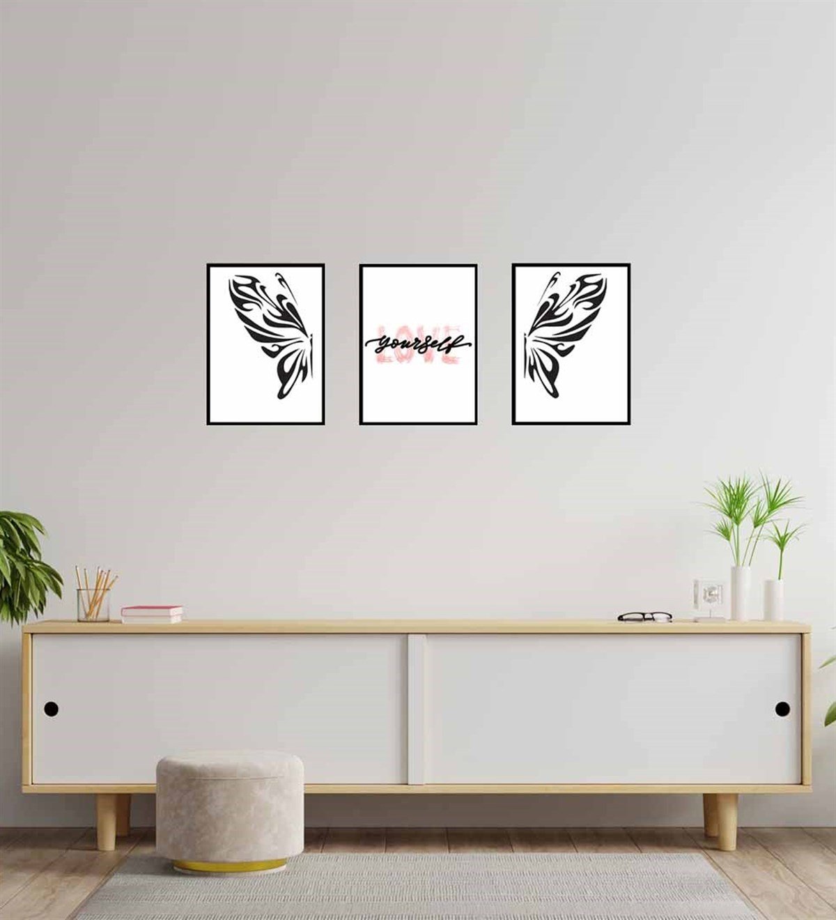 Kelebek Motto Tasarım Duvar Panosu 3'lü SetGiftmodaGM-P-12	