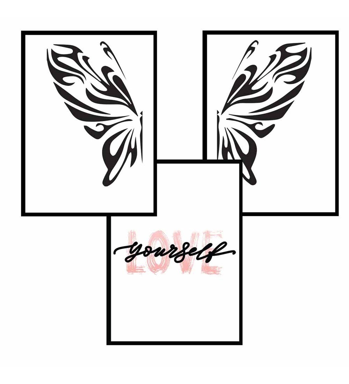 Kelebek Motto Tasarım Duvar Panosu 3'lü SetGiftmodaGM-P-12	