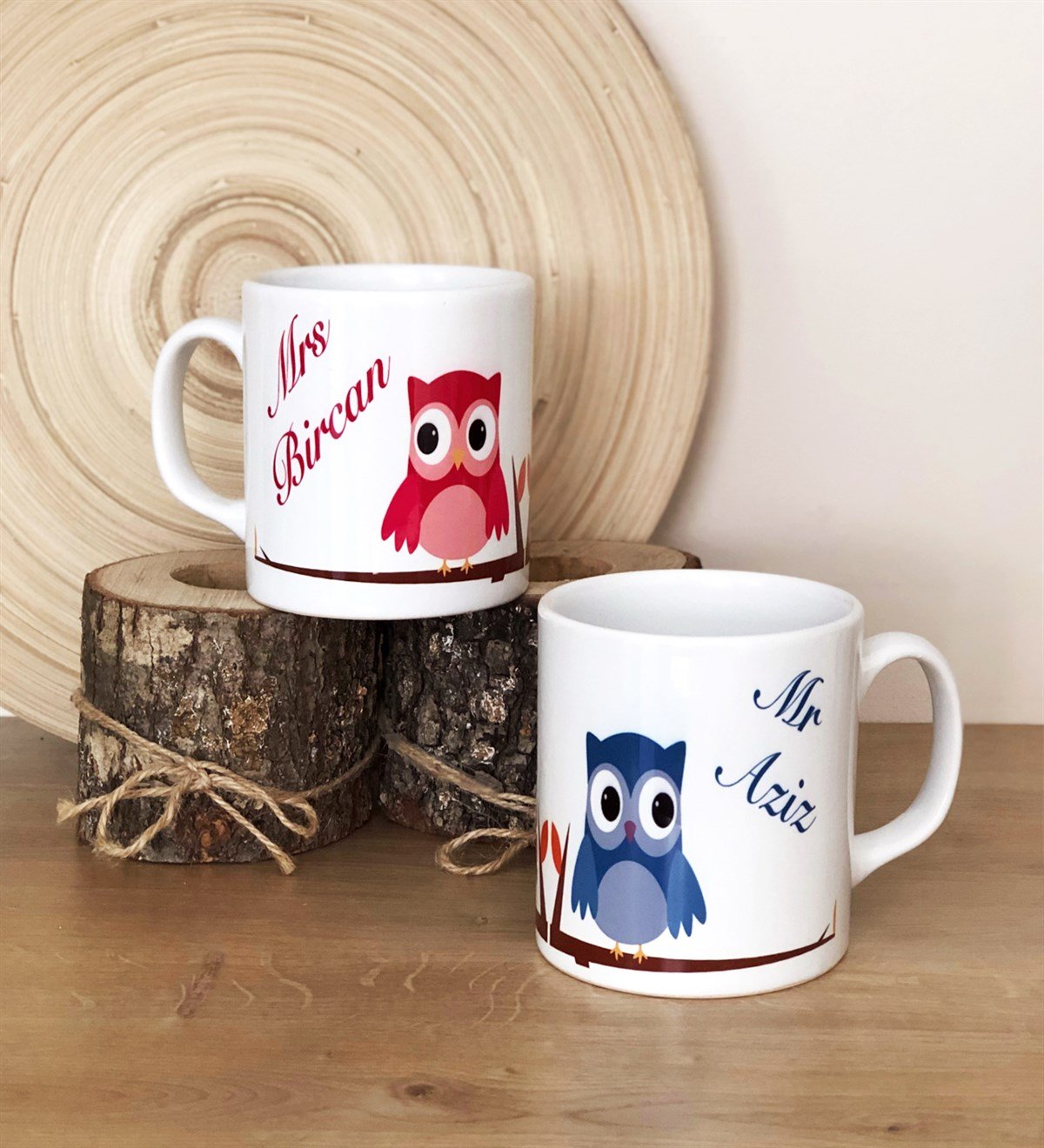 Kişiye  Özel Baykuş Tasarımlı 2'li Kupa BardakGiftmodaGMK6197