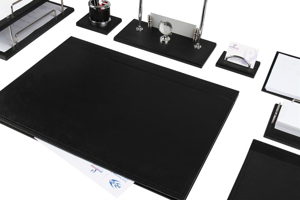 Kişiye Özel  12 Parça Lüks Siyah Deri Sümen Takımı Ve İsimlikGiftmodaPRZ-1430