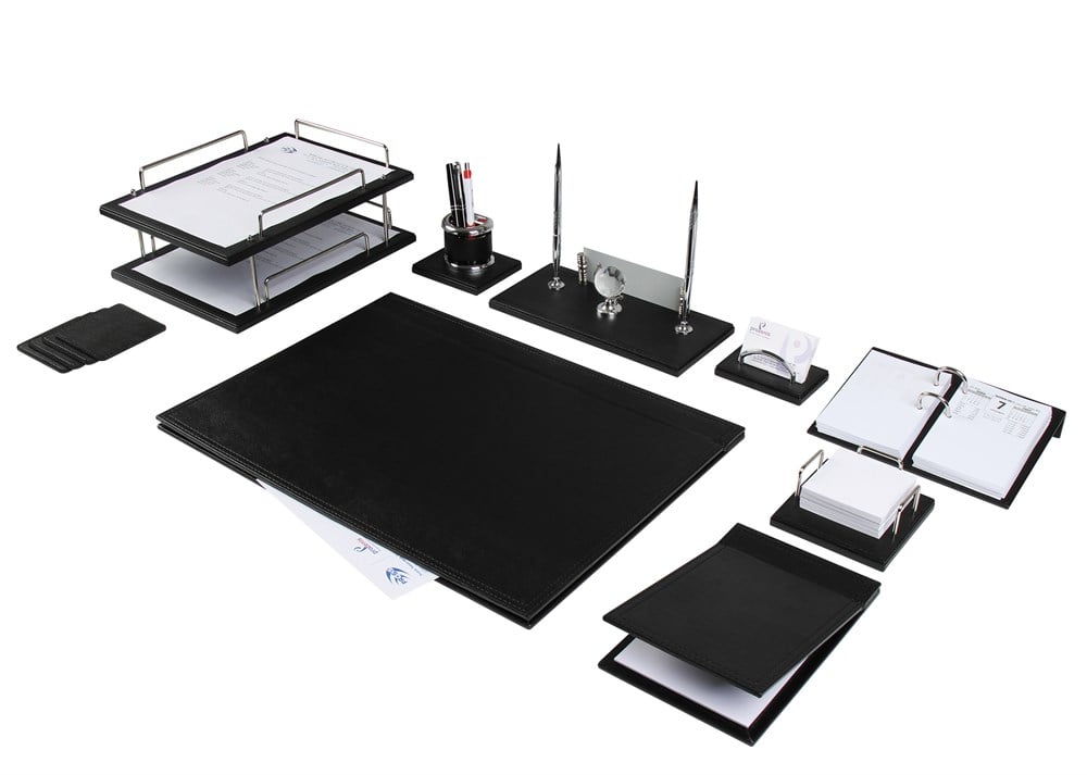 Kişiye Özel  12 Parça Lüks Siyah Deri Sümen Takımı Ve İsimlikGiftmodaPRZ-1430