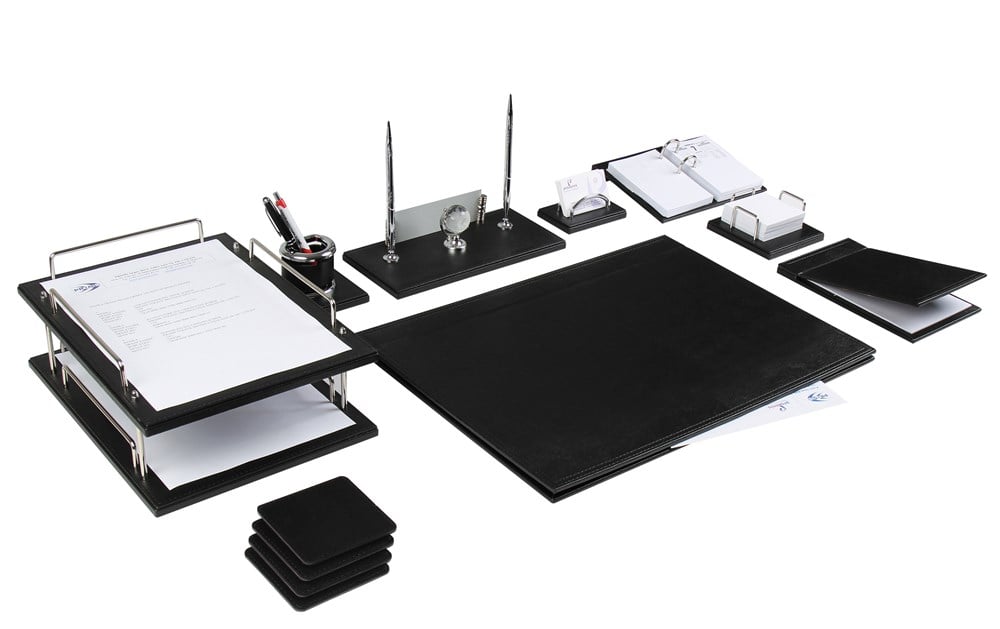 Kişiye Özel  12 Parça Lüks Siyah Deri Sümen Takımı Ve İsimlikGiftmodaPRZ-1430