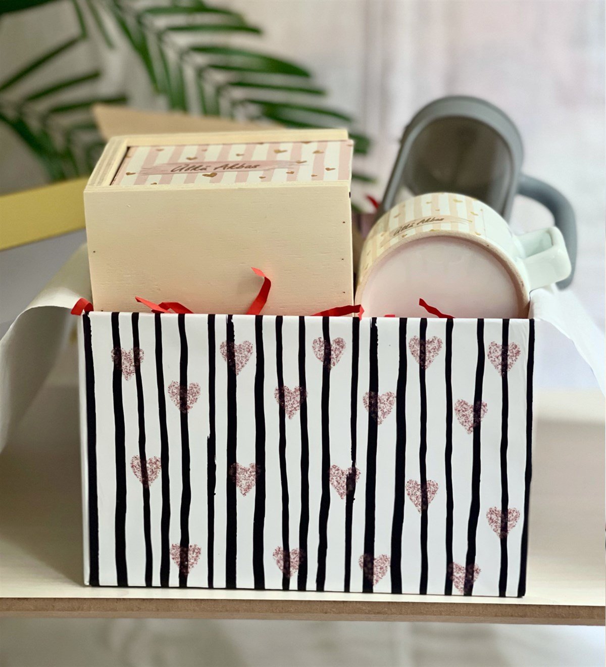 Kişiye Özel Altın Işıltılı Kalp French Press & Filtre Kahveli Sevgiliye Hediye SetiGiftmodaGmhs100182