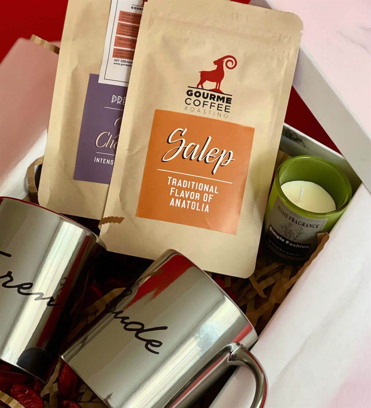 Kişiye Özel Çift Gümüş Kupa Sıcak Çikolata & Sahlep Sevgiliye Hediye Seti GiftmodaGmhs100336