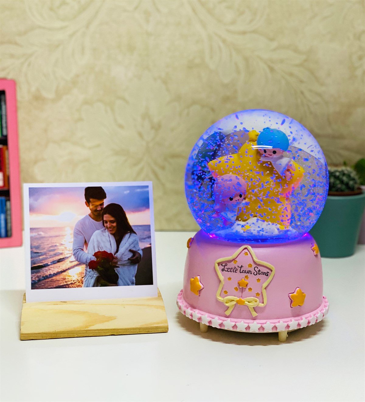 Kişiye Özel Fotoğraf Tutucu Ve Yeni Başlangıçlar Kar KüresiGiftmodaKo-Foto-GM-1070-pembe-Set