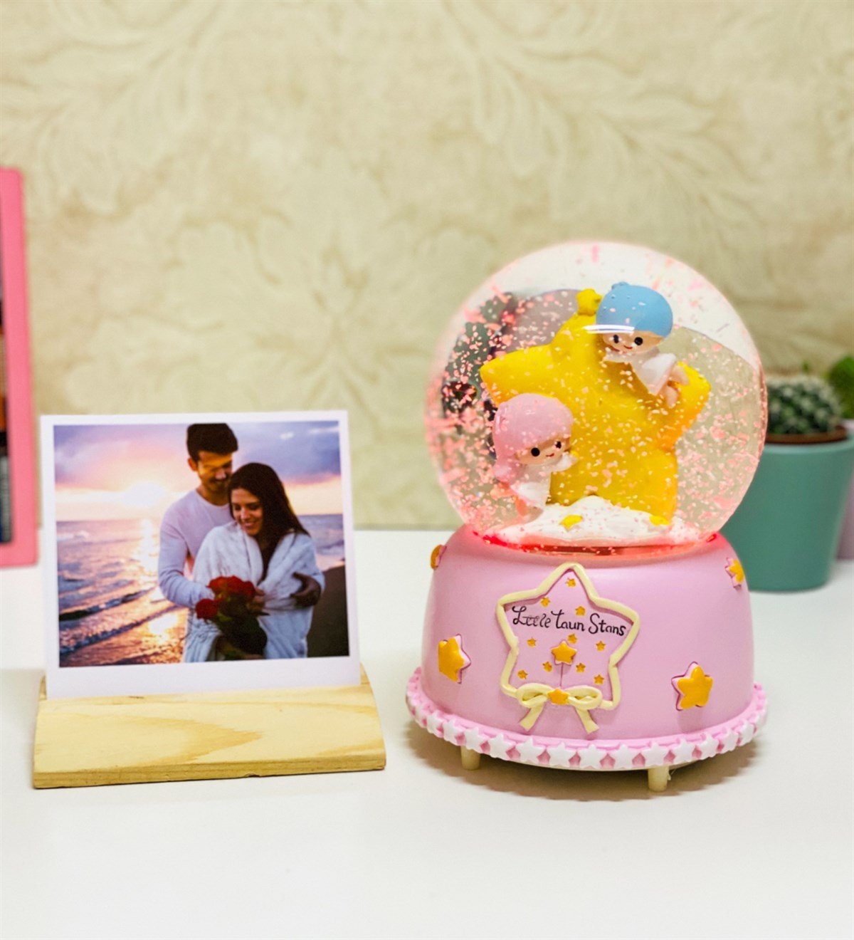 Kişiye Özel Fotoğraf Tutucu Ve Yeni Başlangıçlar Kar KüresiGiftmodaKo-Foto-GM-1070-pembe-Set