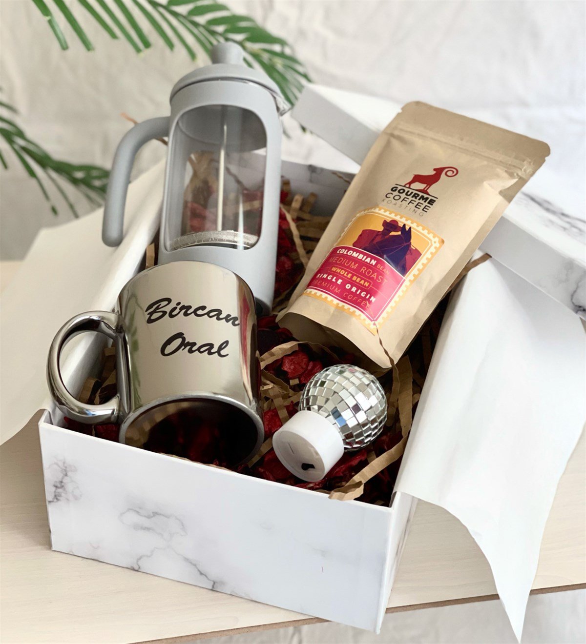 Kişiye Özel Gümüş Kupa French Press & Filitre Kahve Sevgiliye Hediye SetiGiftmoda Gmhs100345