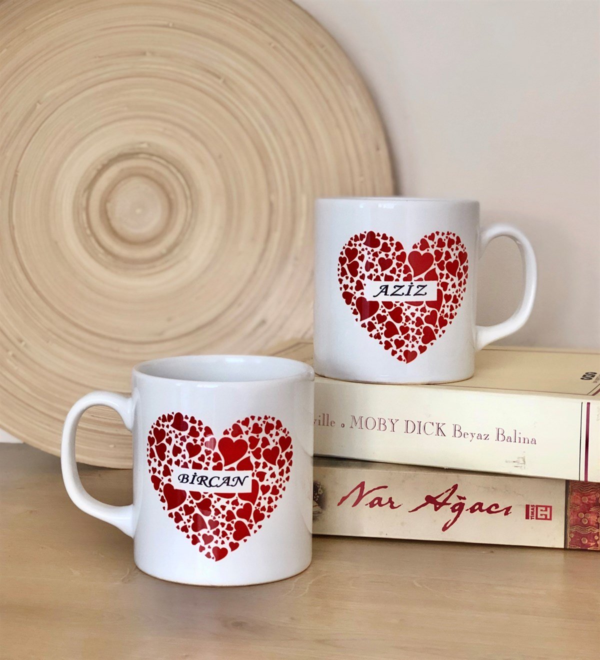 Kişiye Özel Kalp Tasarımlı 2'li Kupa BardakGiftmodaGMK6200