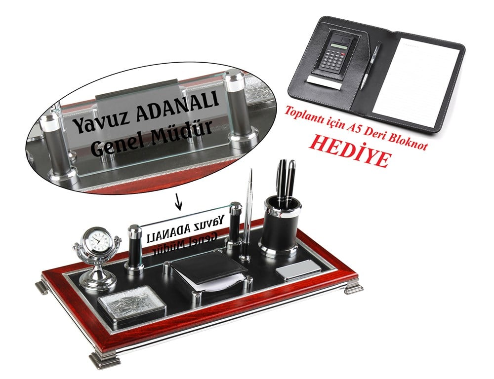 Kişiye Özel Kayın Ağacından Hazırlanmış Masa Üstü İsimlik SetiGiftmodaLD-3500