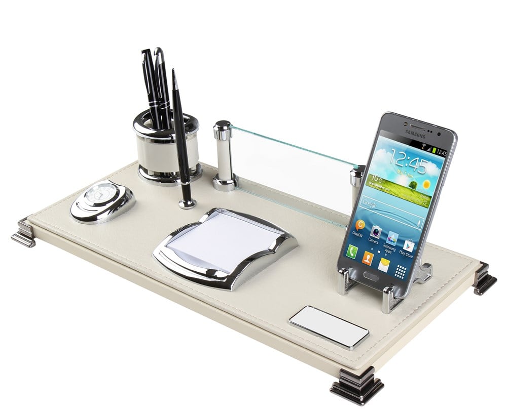 Kişiye Özel Krem Renk Deri Masa SetiGiftmodaPRZ-6031