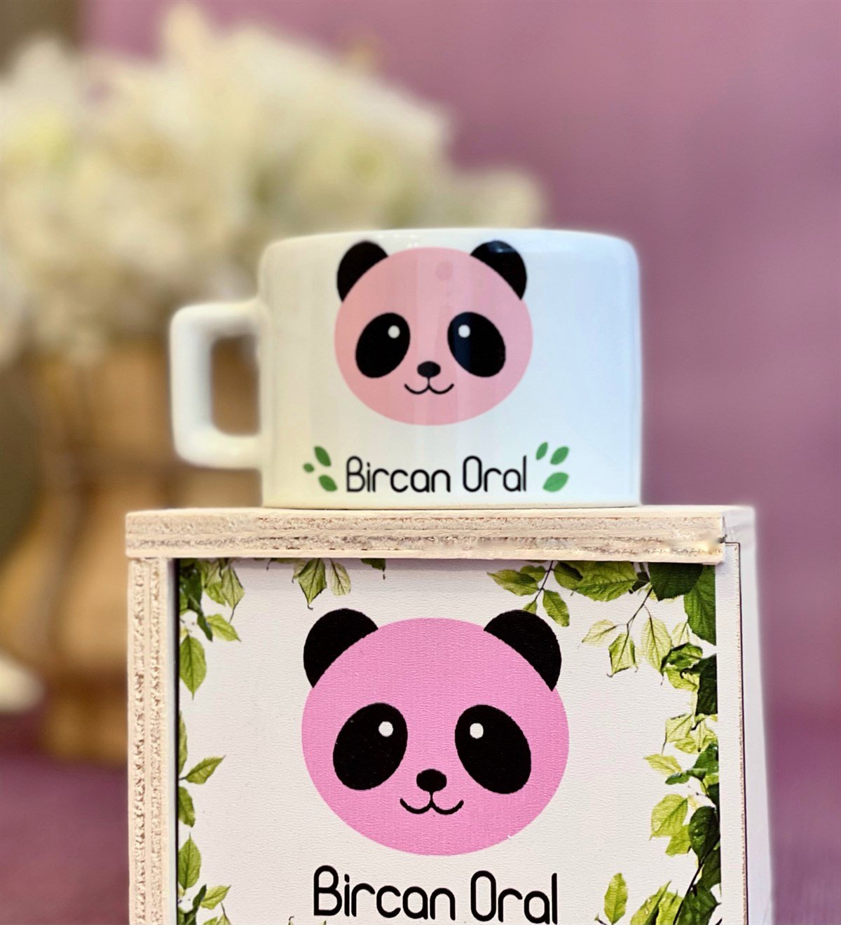 Kişiye Özel Pembe Panda Tasarımlı Kutulu KupaGiftmodaGmkp100059