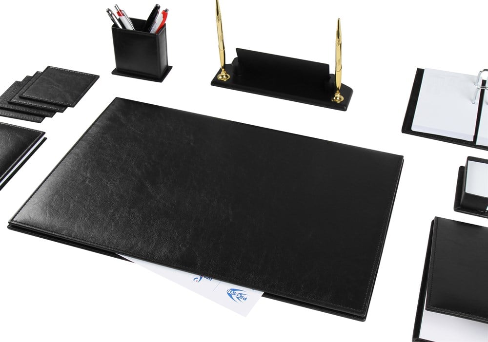 Kişiye Özel Siyah Deri Sümen Takımı Ve Ahşap İsimlikGiftmodaPRZ-1291