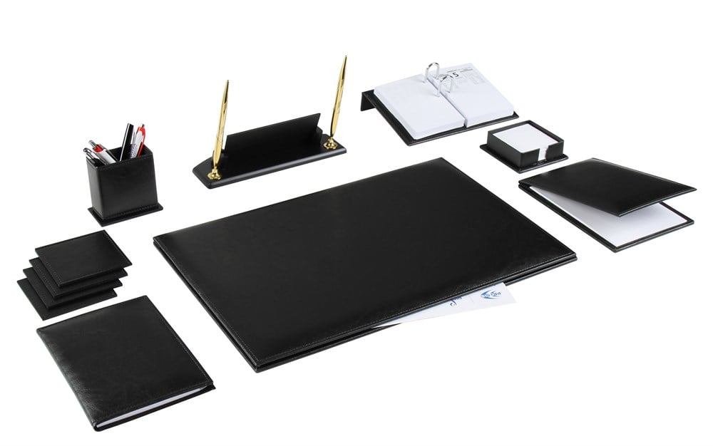 Kişiye Özel Siyah Deri Sümen Takımı Ve Ahşap İsimlikGiftmodaPRZ-1291