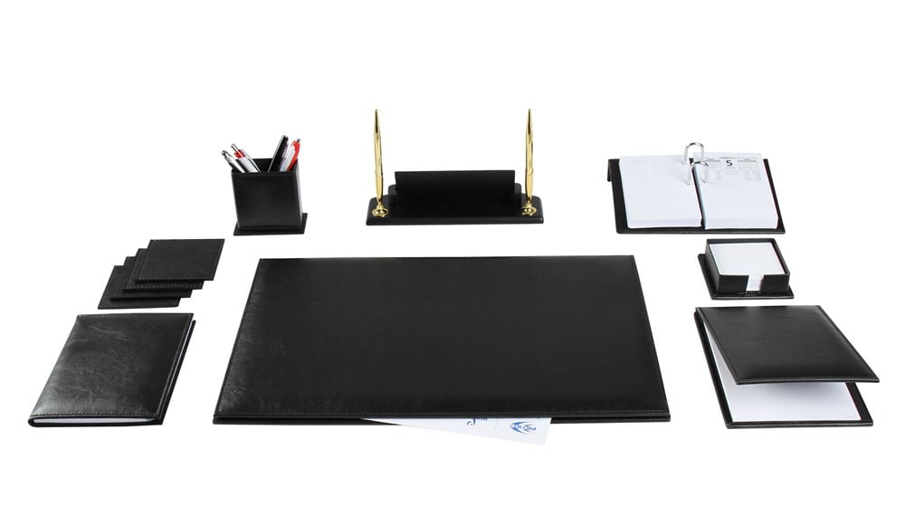 Kişiye Özel Siyah Deri Sümen Takımı Ve Ahşap İsimlikGiftmodaPRZ-1291