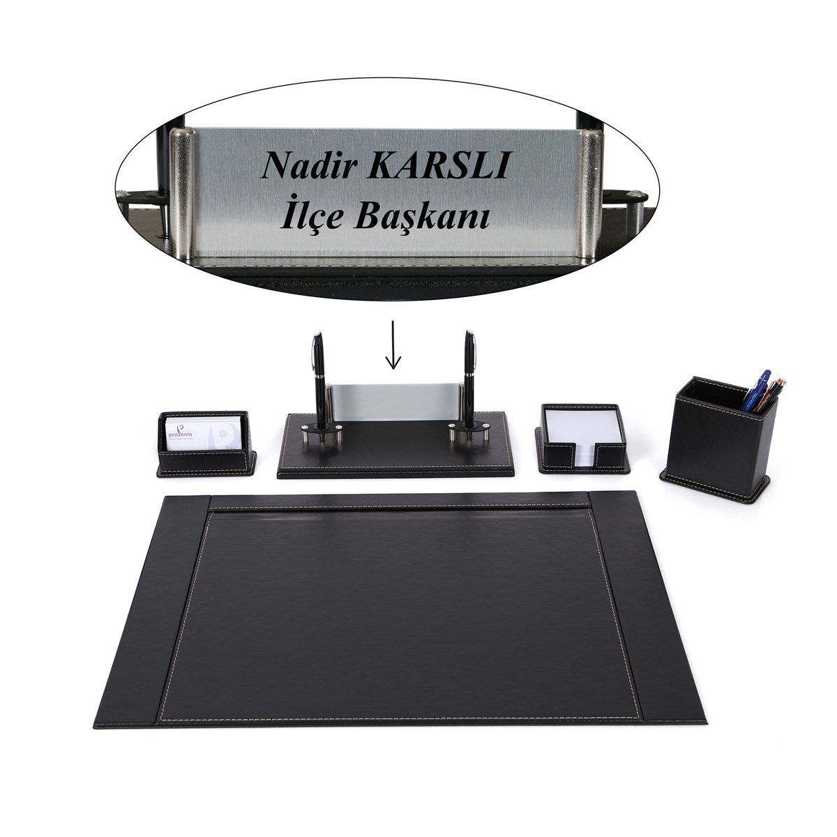 Kişiye Özel Siyah Deri Sümen TakımıGift modaPRZ-1030