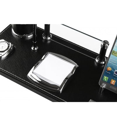 Kişiye Özel Siyah Deri Vıp Masa Üstü İsimlik Seti