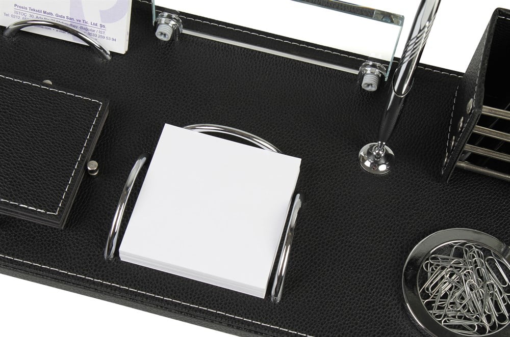 Kişiye Özel Siyah Deri Vip Ofis Masa Üstü İsimlik SetiGiftmodaPRZ-4110