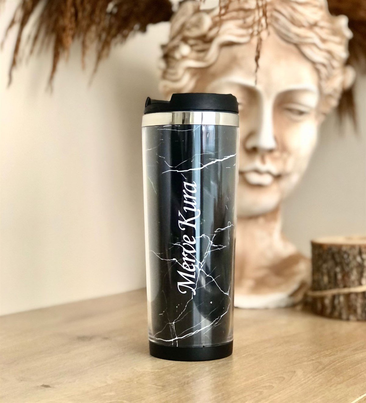 Kişiye Özel Siyah Mermer Tasarımlı Mug Bardak Giftmoda Siyah-Merme-Mug-Ko