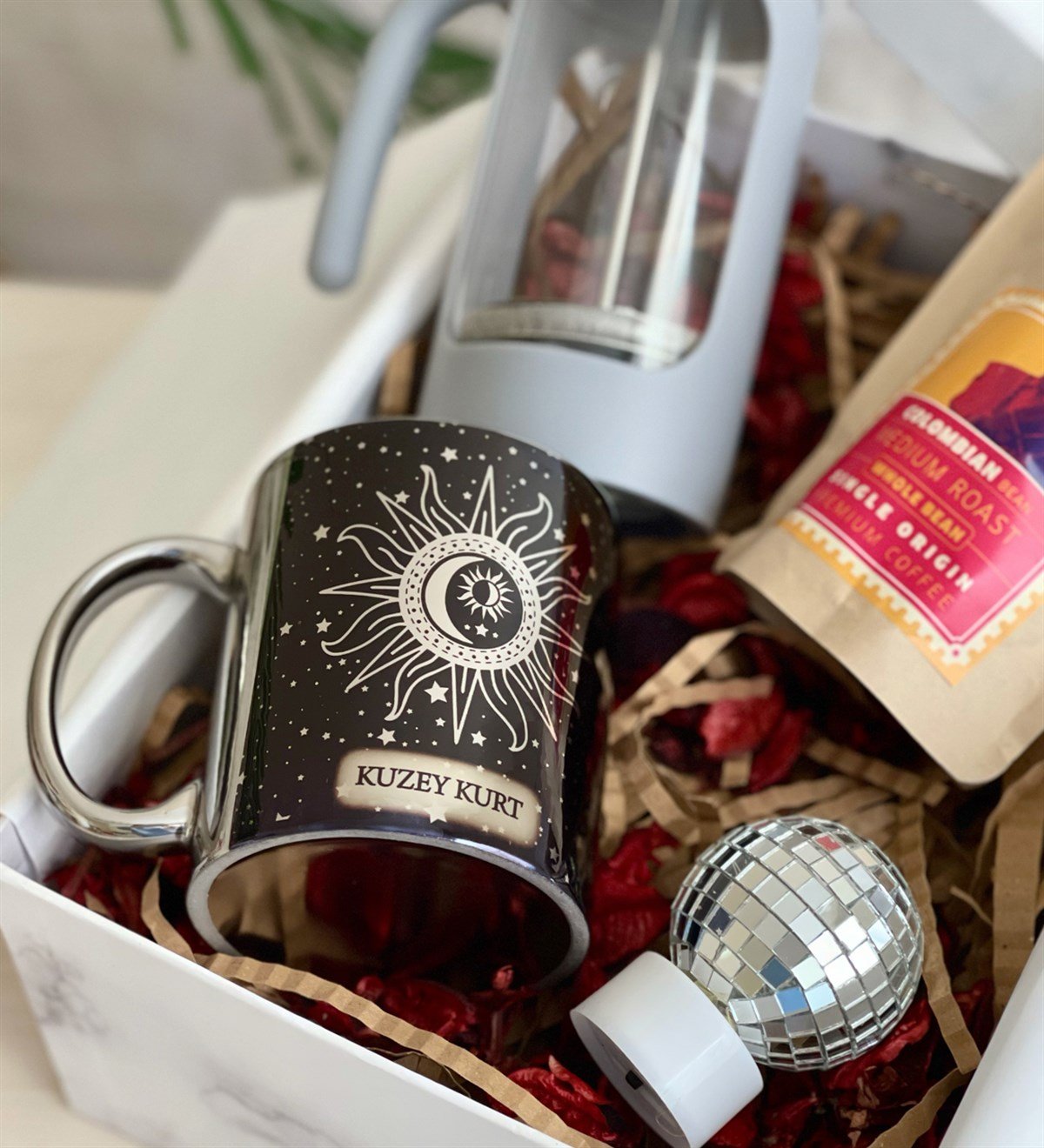 Kişiye Özel Tarot Gümüş Kupa French Press & Filitre Kahve Hediye SetiGiftmoda Gmhs100341