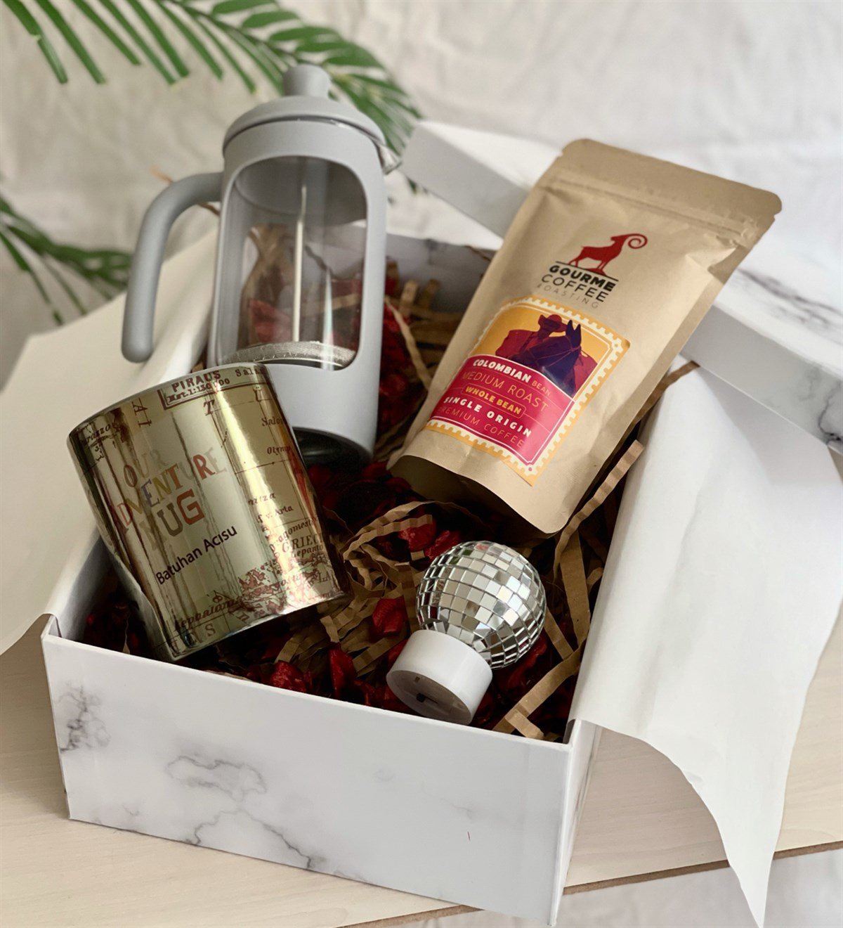 Kişiye Özel Travel Gümüş Kupa French Press & Filitre Kahve Sevgiliye Hediye SetiGiftmoda Gmhs100344