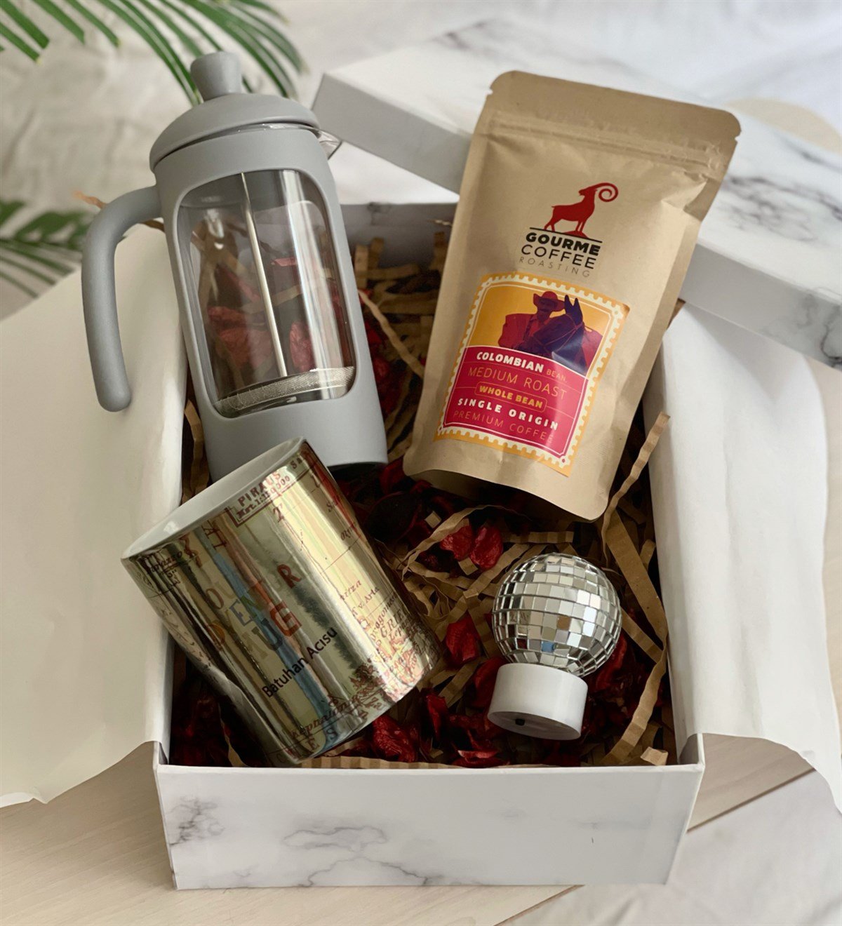 Kişiye Özel Travel Gümüş Kupa French Press & Filitre Kahve Sevgiliye Hediye SetiGiftmoda Gmhs100344
