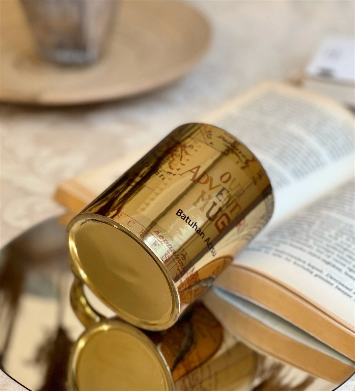Kişiye Özel Travel Journal Tasarımlı Gold KupaGiftmodaGmkp100102