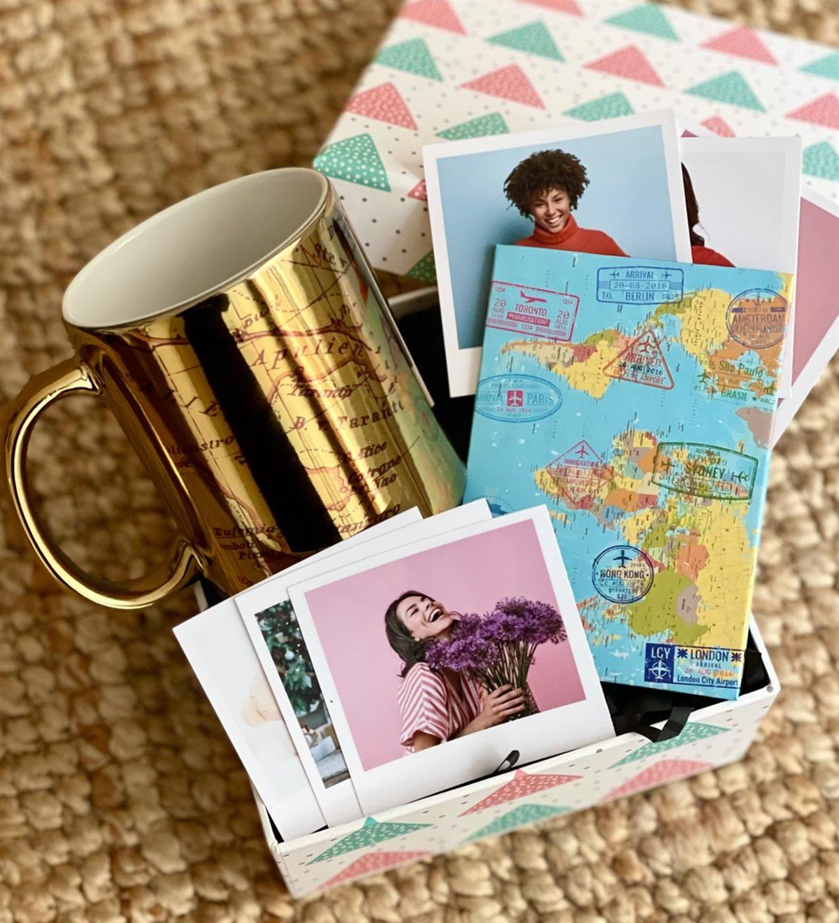 Kişiye Özel Travel Tasarımlı Mini Albüm Gold Kupa Mini Hediye SetiGiftmodaGmhs100375