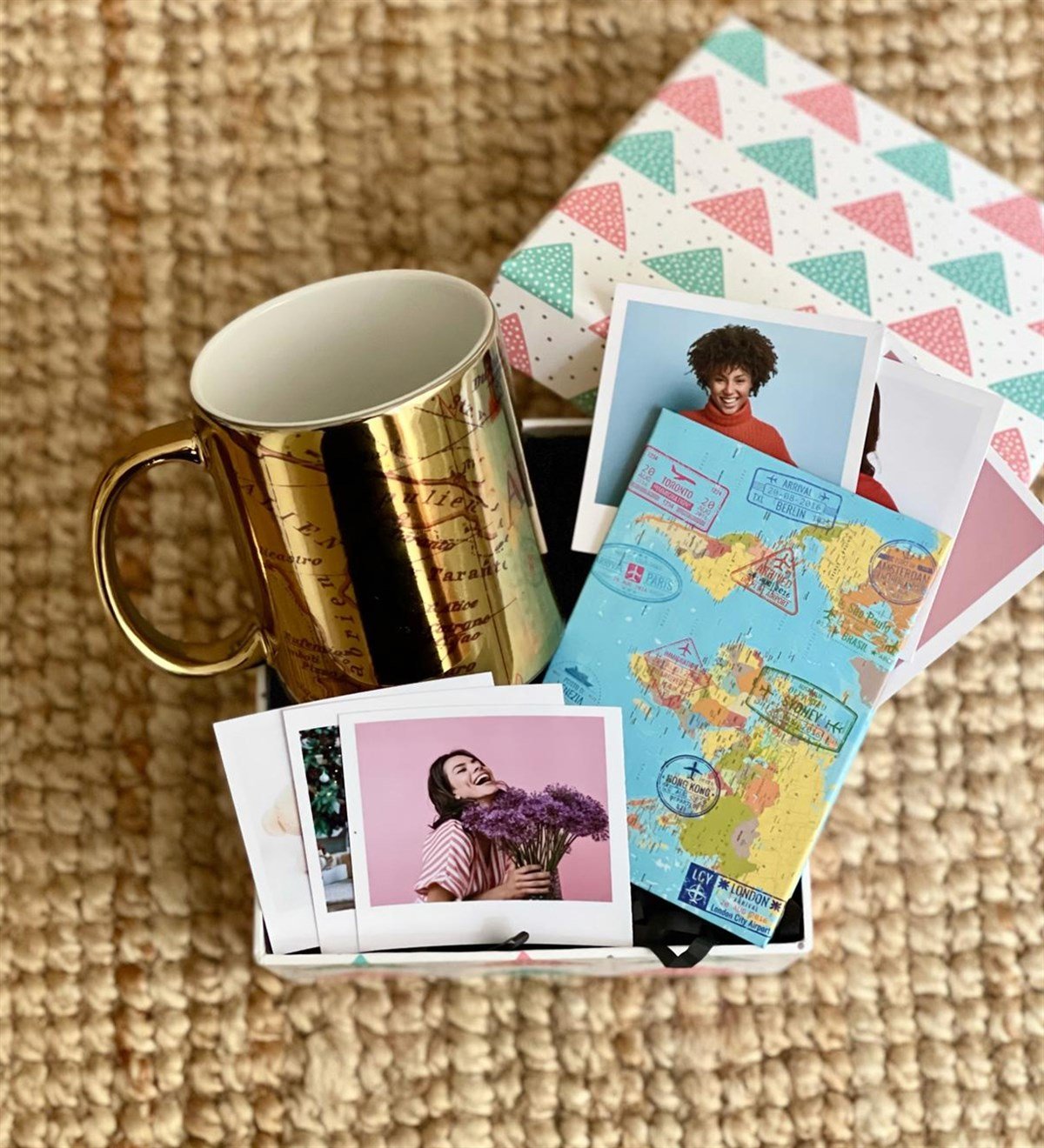 Kişiye Özel Travel Tasarımlı Mini Albüm Gold Kupa Mini Hediye SetiGiftmodaGmhs100375