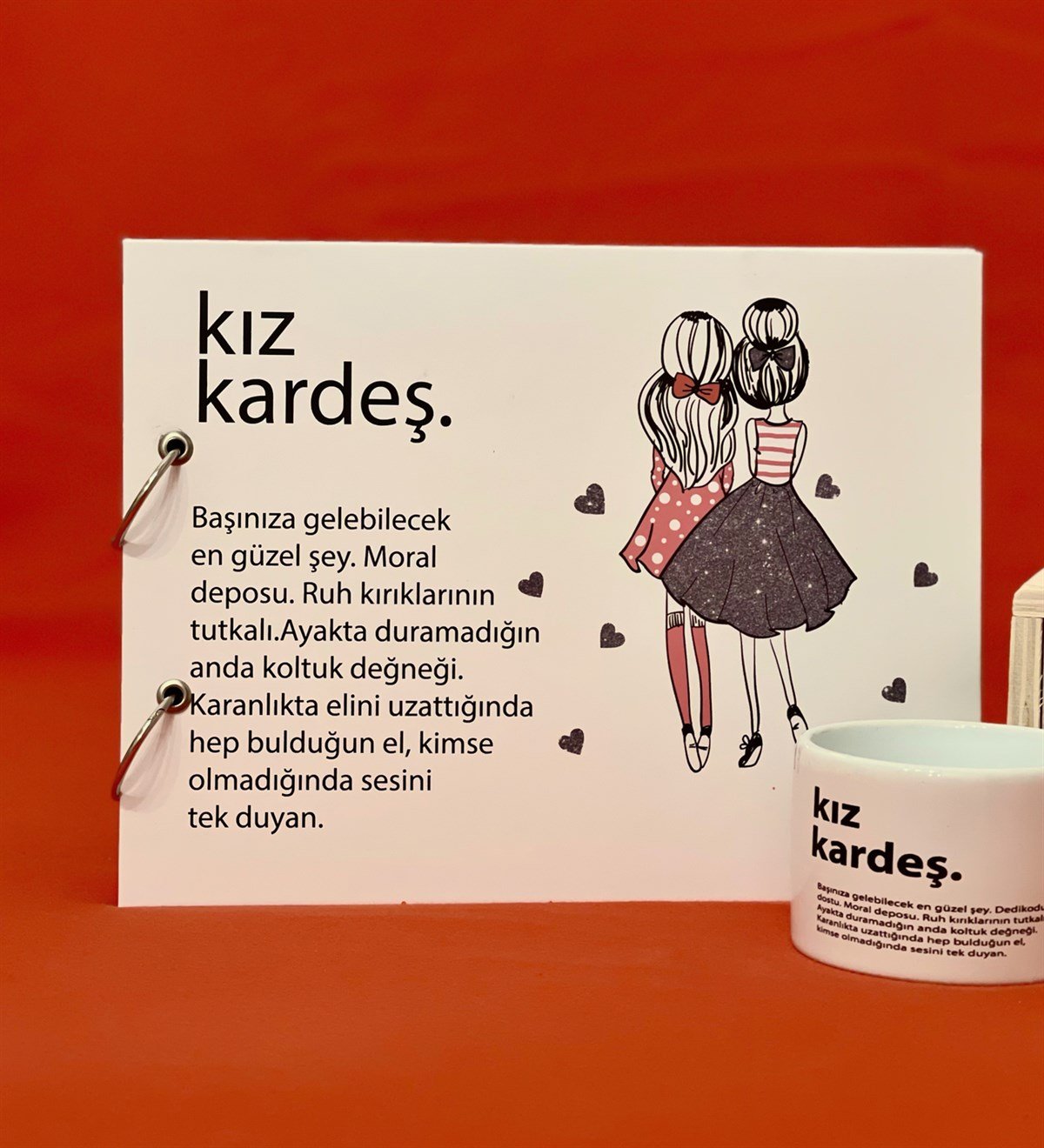 Kız Kardeş Tasarımlı Albüm Ve Kutulu Kupa SetGiftmodaGmhs100155