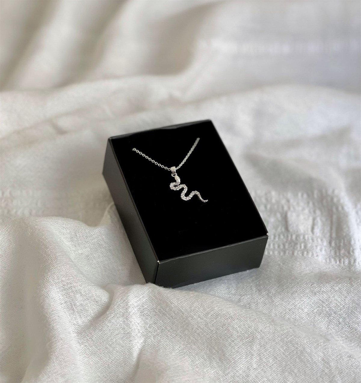 Gümüş Yılan Tasarımlı KolyegiftmodaGmky100017