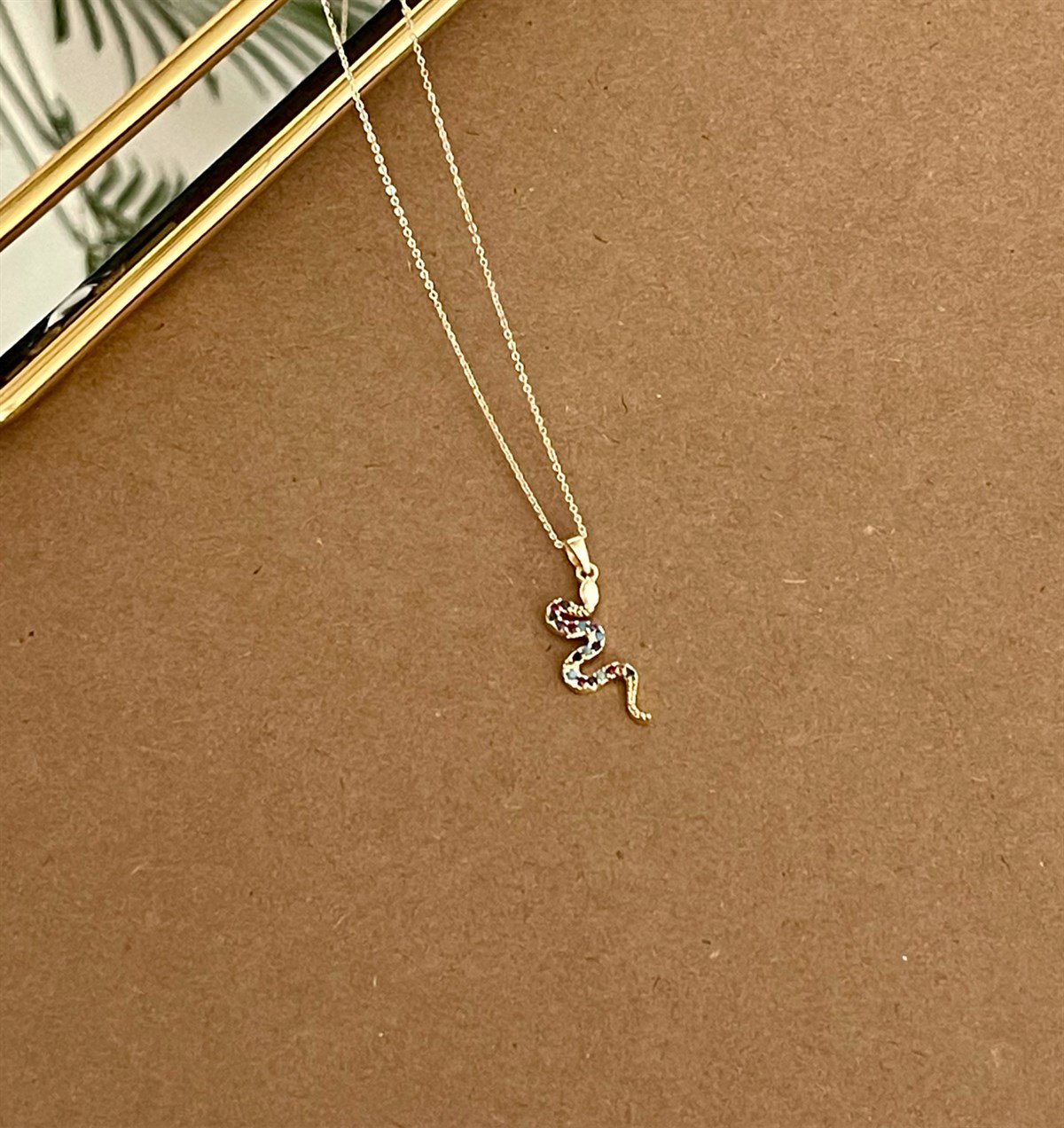 Renkli Yılan Tasarımlı KolyegiftmodaGmky100018