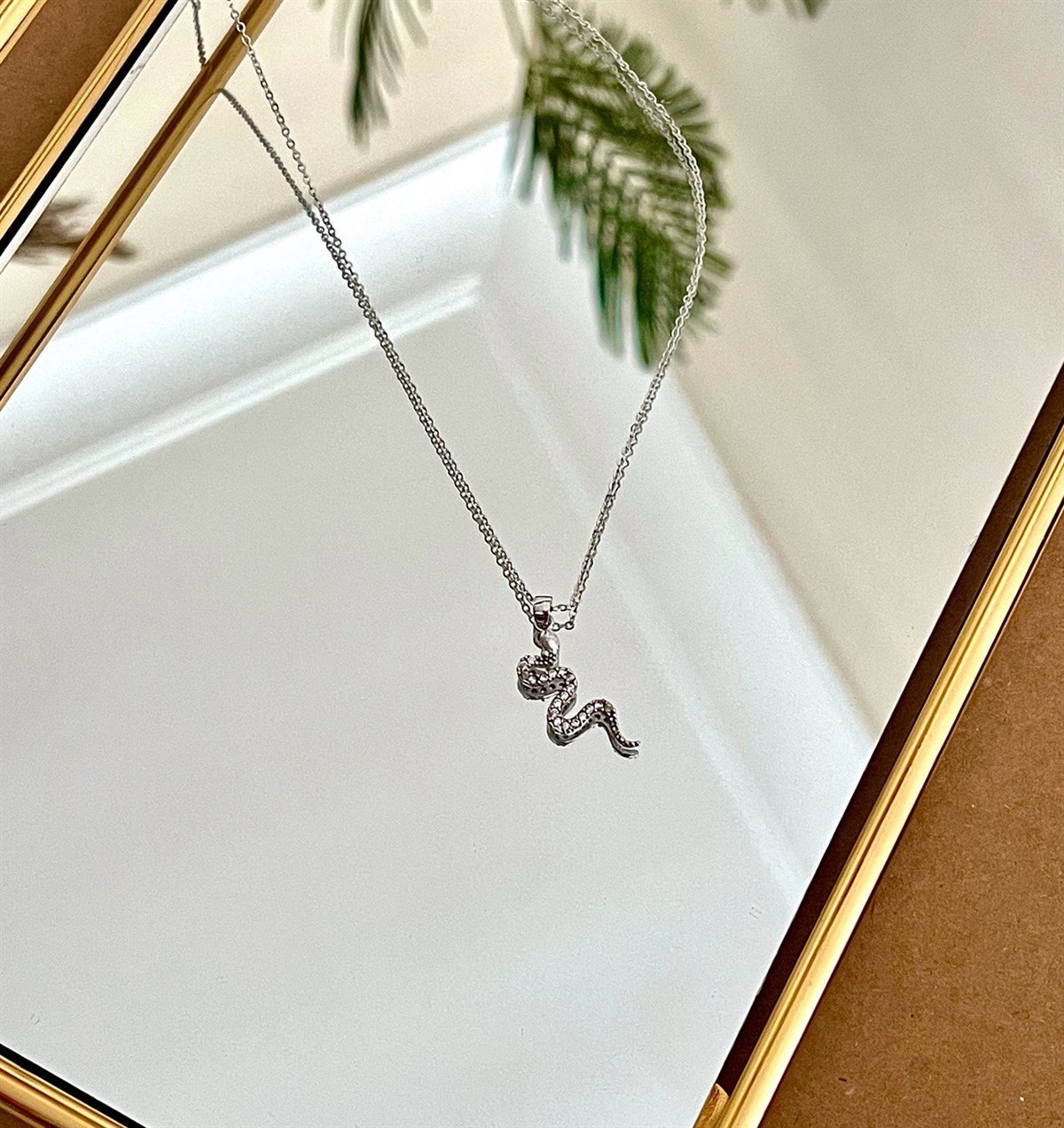 Gümüş Yılan Tasarımlı KolyegiftmodaGmky100017