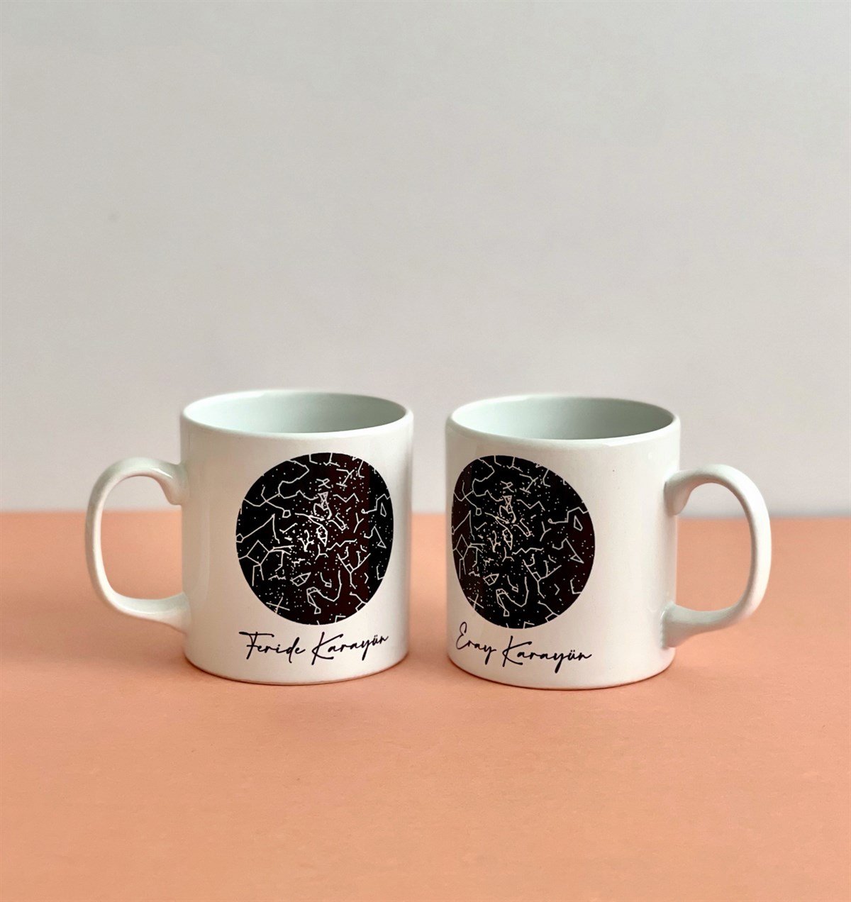 Kişiye Özel Yıldız Haritası Tasarımlı 2'li KupaGiftmodaGmkp100205